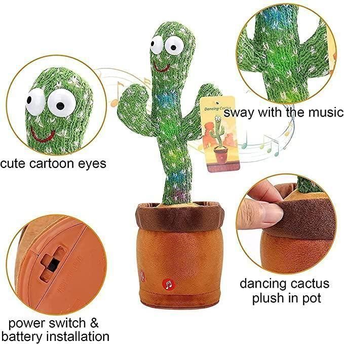 Musical Dancing Cactus Toy with LED Lights