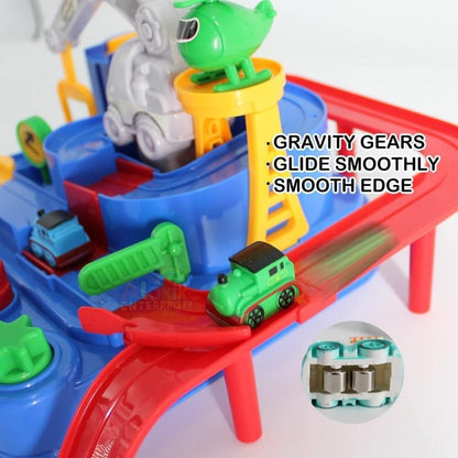 Educational 3-in-1 Vehicle Playset – Race Track, Parking & Crane Fun