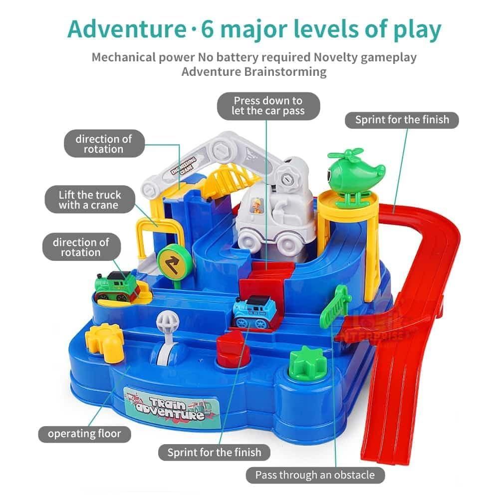 Educational 3-in-1 Vehicle Playset – Race Track, Parking & Crane Fun