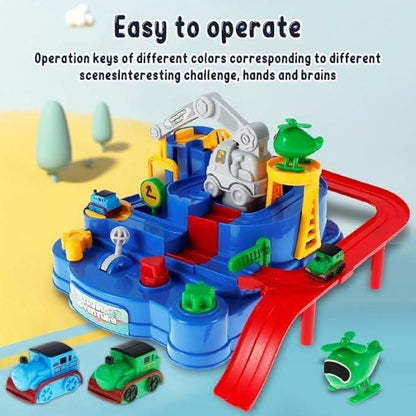 Educational 3-in-1 Vehicle Playset – Race Track, Parking & Crane Fun