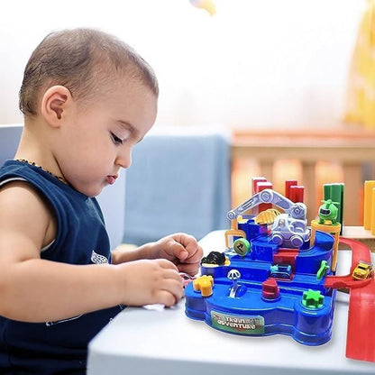 Educational 3-in-1 Vehicle Playset – Race Track, Parking & Crane Fun