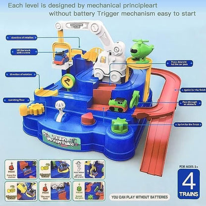 Educational 3-in-1 Vehicle Playset – Race Track, Parking & Crane Fun