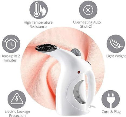 2-in-1 Portable Garment Steamer & Facial Vaporizer – Fast Heat Travel Steam Iron Brush
