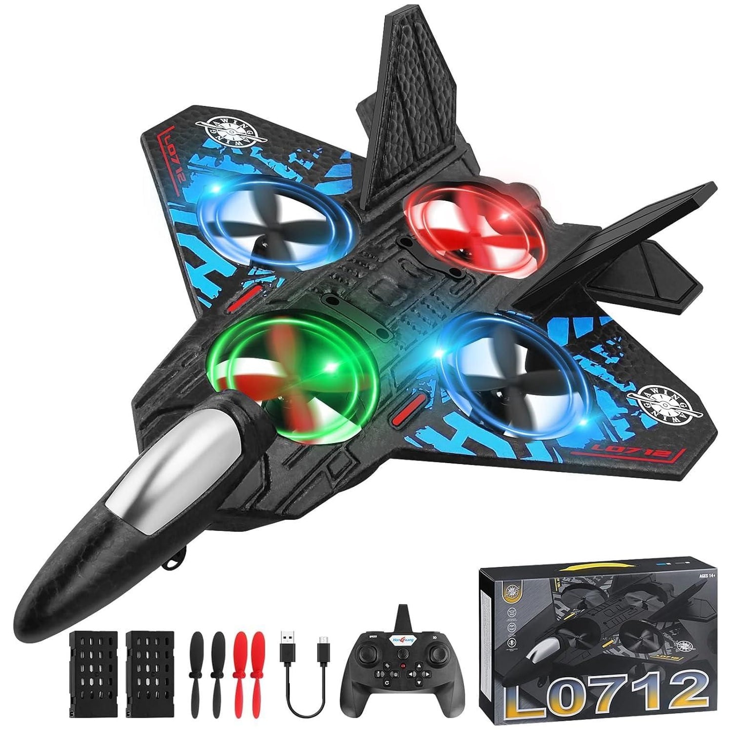 High-Speed RC Fighter Jet with LED Lights
